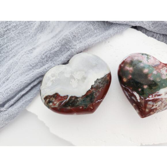 Ocean Jasper Puffy Heart Crystal Carving - Picture 2 of 8